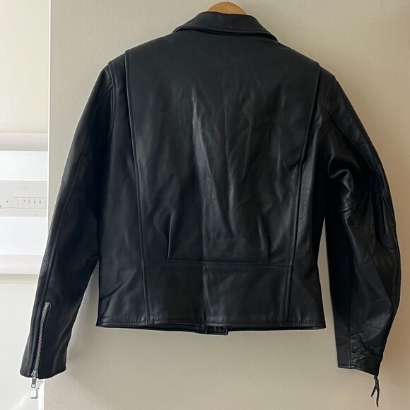 Harley Davidson Black Leather Biker Moto Jacket Coat Women's Small - Picture 2 of 7